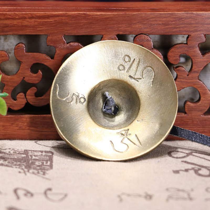 Buddha Stones Tingsha Tibétaine Six Mots Vrais Dragon Cuivre Équilibre Décoration Avec Sac - image 7