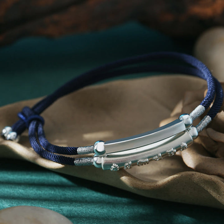 Bracelet tressé fait main en argent sterling 999 avec Buddha Stones Om Mani Padme Hum Peace