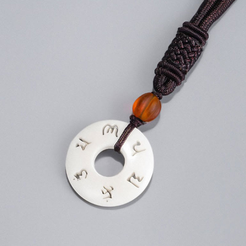 Collier pendentif de protection gravé en forme de fruit en ivoire Buddha Stones Om Mani Padme Hum - image 7