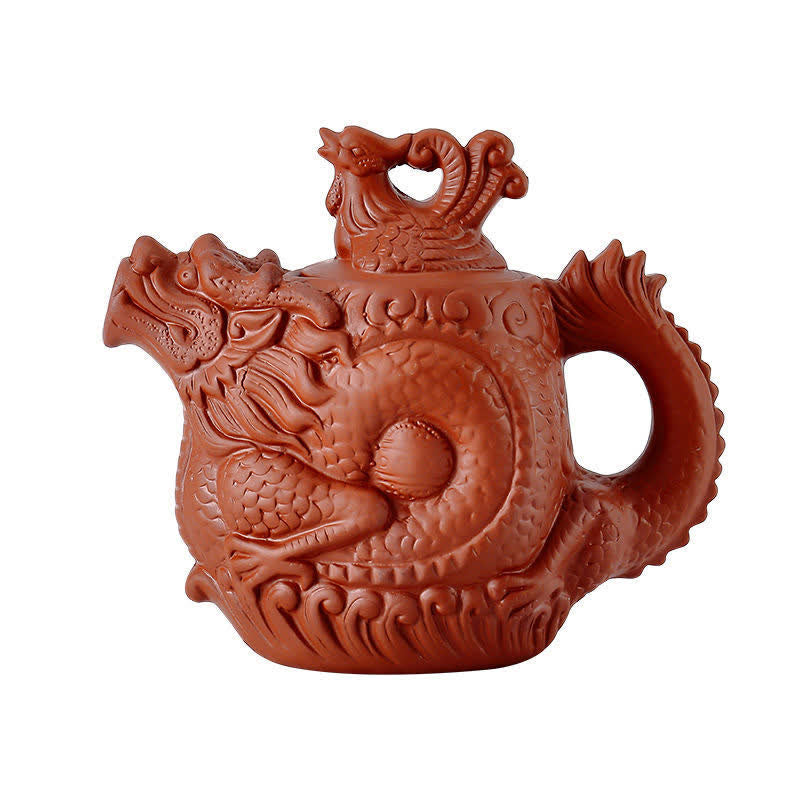 Théière en céramique vintage Dragon Phoenix