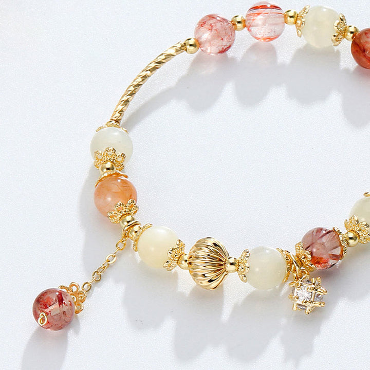Bracelet de perles de bon augure en quartz rutile coloré œil de chat et zircon - image 8