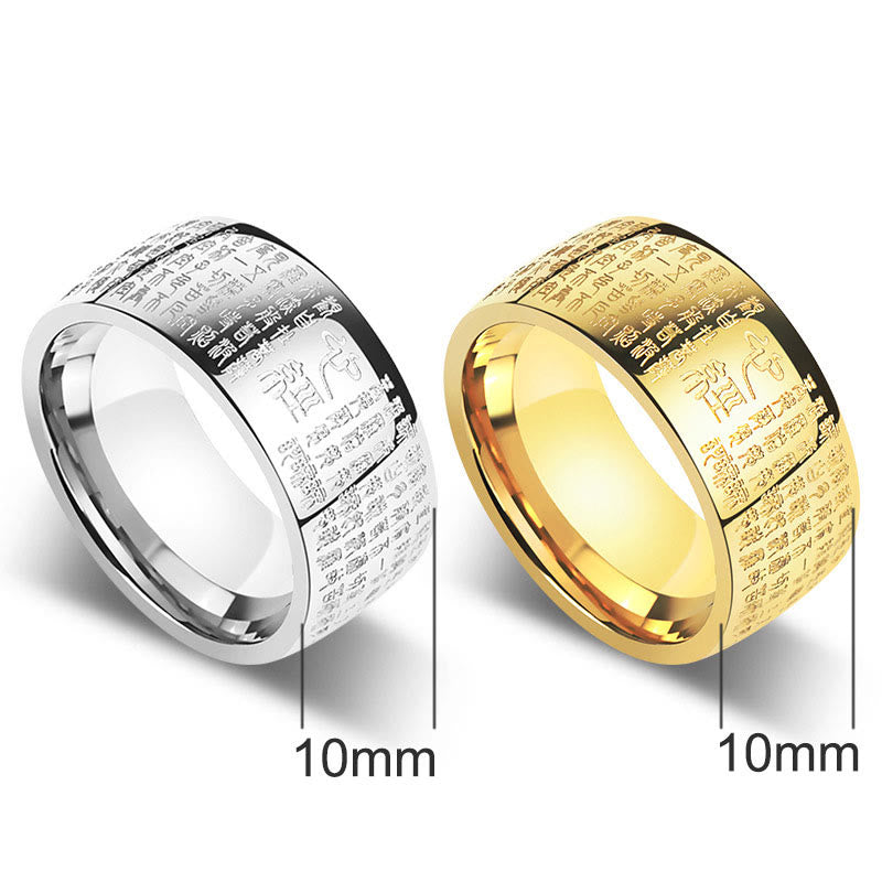 Bague porte-bonheur Buddha Stones Feng Shui Bouddhisme Sutra du cœur antique