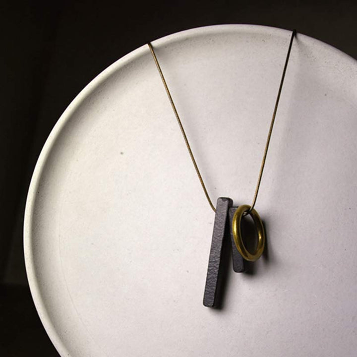 Collier pendentif illumination en bois d'ébène Buddha Stones et cercle zen - image 2