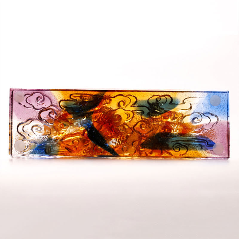 Buddha Stones faites à la main Dragon multicolore Liuli Cristal Pièce d'art Protection Décoration de bureau à domicile - image 7