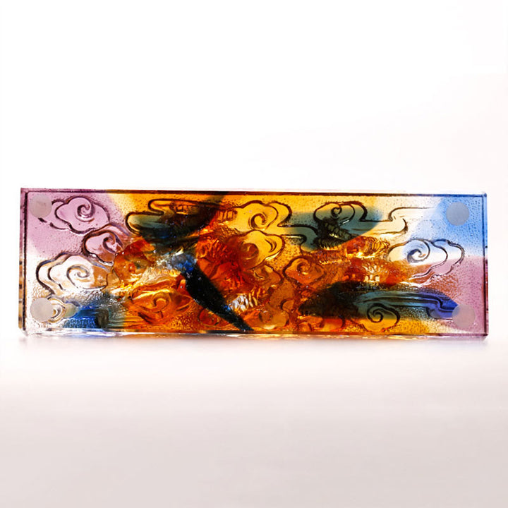 Buddha Stones faites à la main Dragon multicolore Liuli Cristal Pièce d'art Protection Décoration de bureau à domicile - image 7