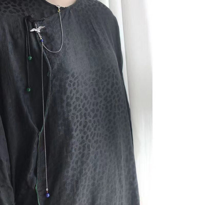 Broche en cuivre avec grue vintage et Buddha Stones