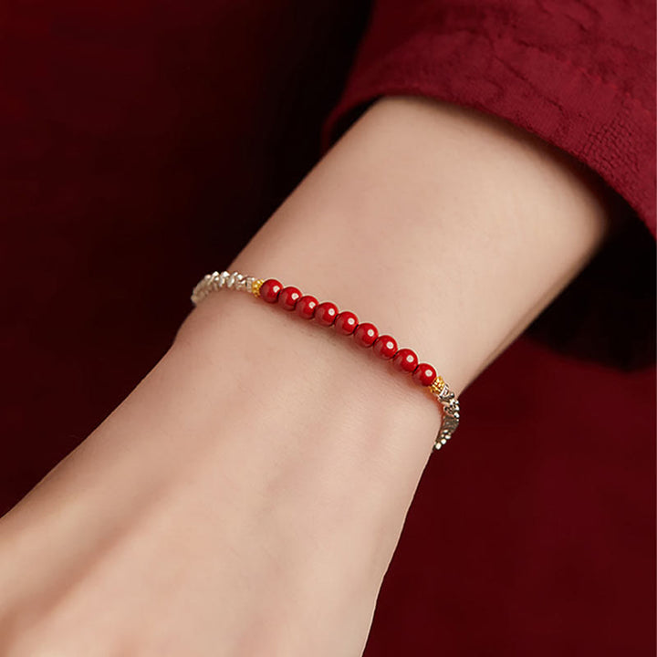 Bracelet de bénédiction du personnage Fu en argent sterling 925 et cinabre de Buddha Stones - image 2
