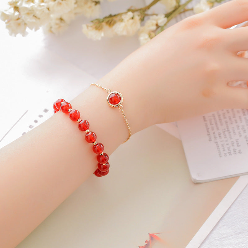 Bracelet positif en cristal de quartz fraise et pierre de soleil Buddha Stones