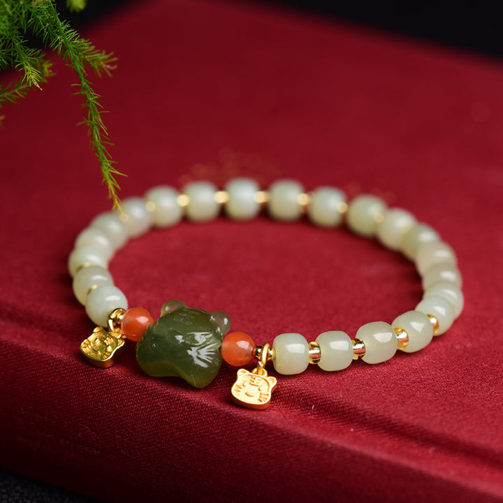 Bracelet d'abondance en jade porte-bonheur du zodiaque chinois