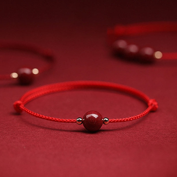 Bracelet de cheville en perles de cinabre porte-bonheur naturelles en Buddha Stones