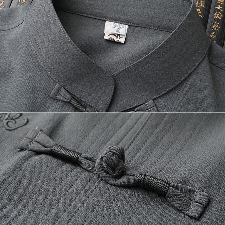 Costume Tang en Buddha Stones Hanfu Dragon chinois Uniforme de Kung Fu traditionnel Haut à manches courtes et pantalon Vêtements Ensemble pour hommes - image 9