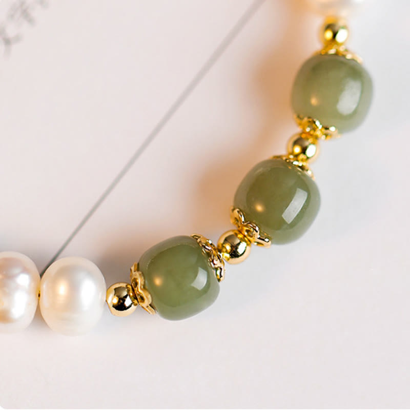 Bracelet chaîne en perles de sincérité en jade blanc cyan Hetian plaqué or 14 carats