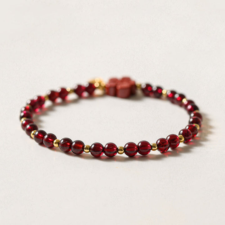 Bracelet Buddha Stones en or 14 carats avec grenat naturel et cinabre - image 4