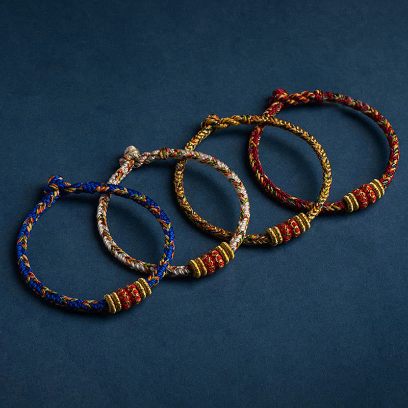 Bracelet tibétain fait main en Buddha Stones, porte-bonheur et force, tressé en corde. - image 1