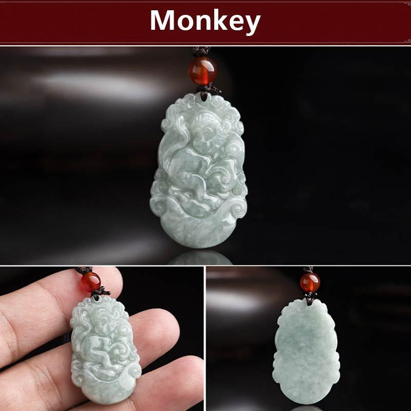 Collier avec pendentif en jade naturel et Buddha Stones représentant les 12 signes du zodiaque chinois - Singe - image 34