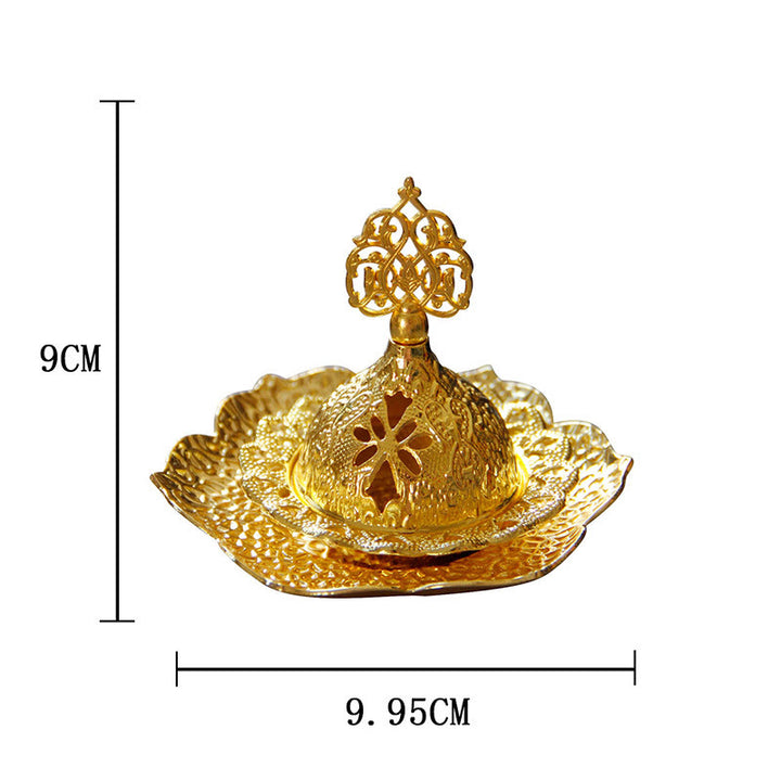 Brûleur d'encens spirituel en alliage de métal mini sous-verre en feuille d'or