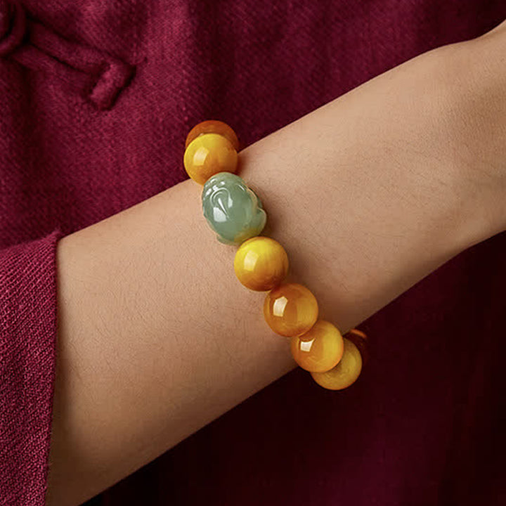 Bracelet de protection en jade Pixiu œil de tigre Bouddha natal du zodiaque chinois