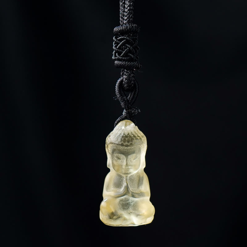 Buddha Stones Divers Cristal Améthyste Cristal Rose Cristal Blanc Citrine Bouddha Sculpté Guérison Spirituelle Collier Pendentif Décoration - Citrine - Collier et pendentif - image 13