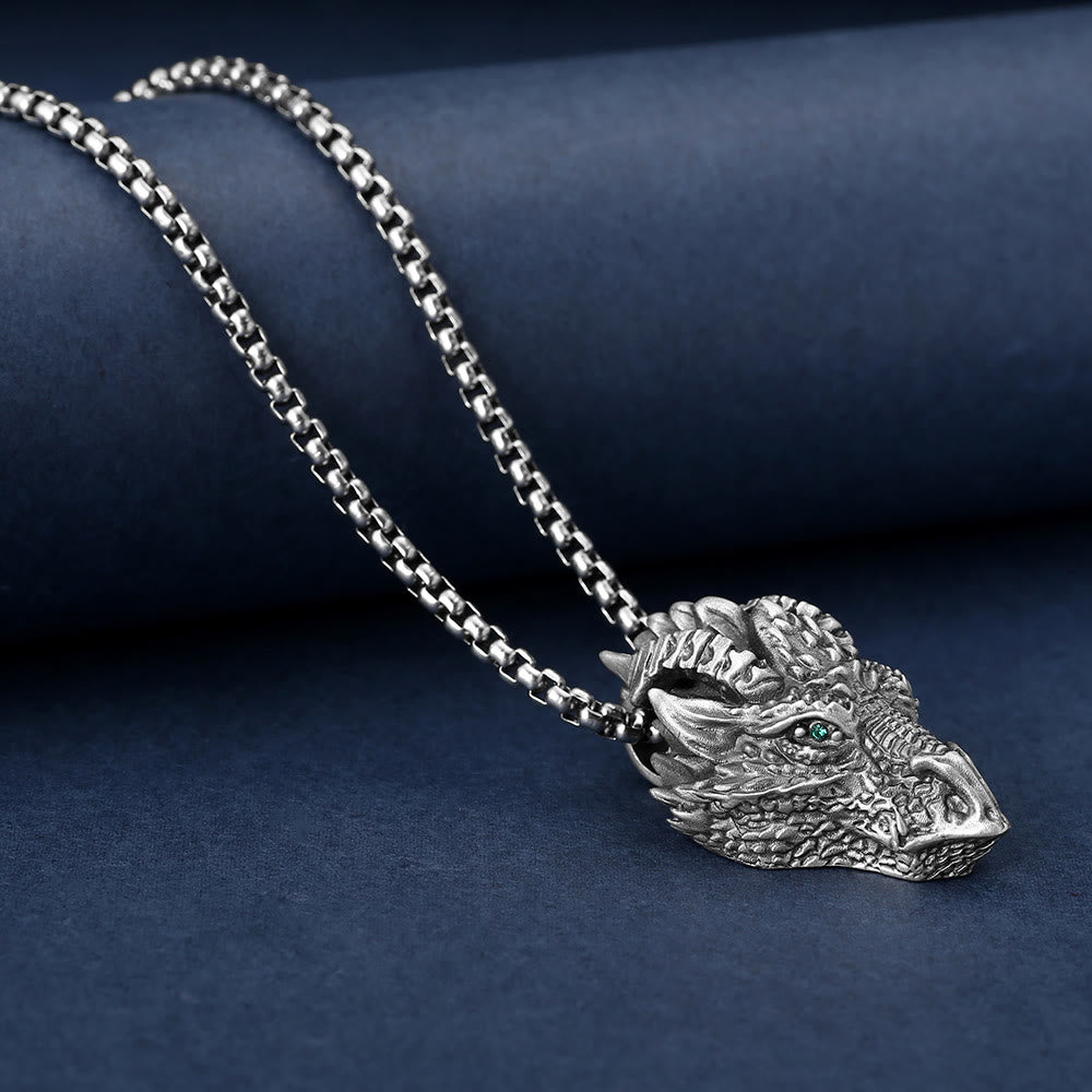 Collier pendentif en métal avec tête de dragon en étain pur et Buddha Stones - image 5