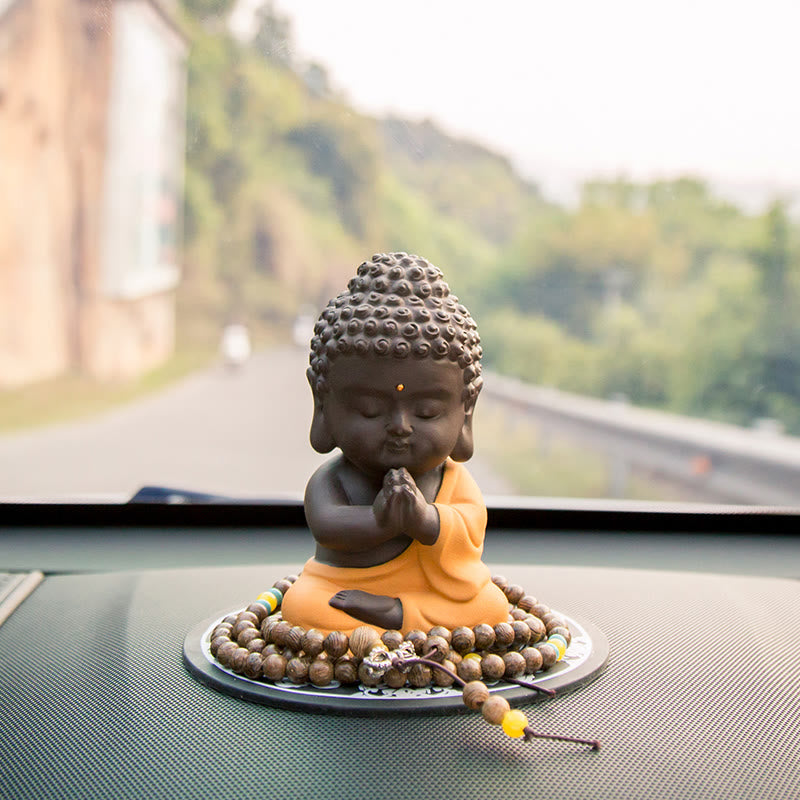 Buddha Stones Petit Bouddha Sérénité Argile violette Décoration de bureau à domicile