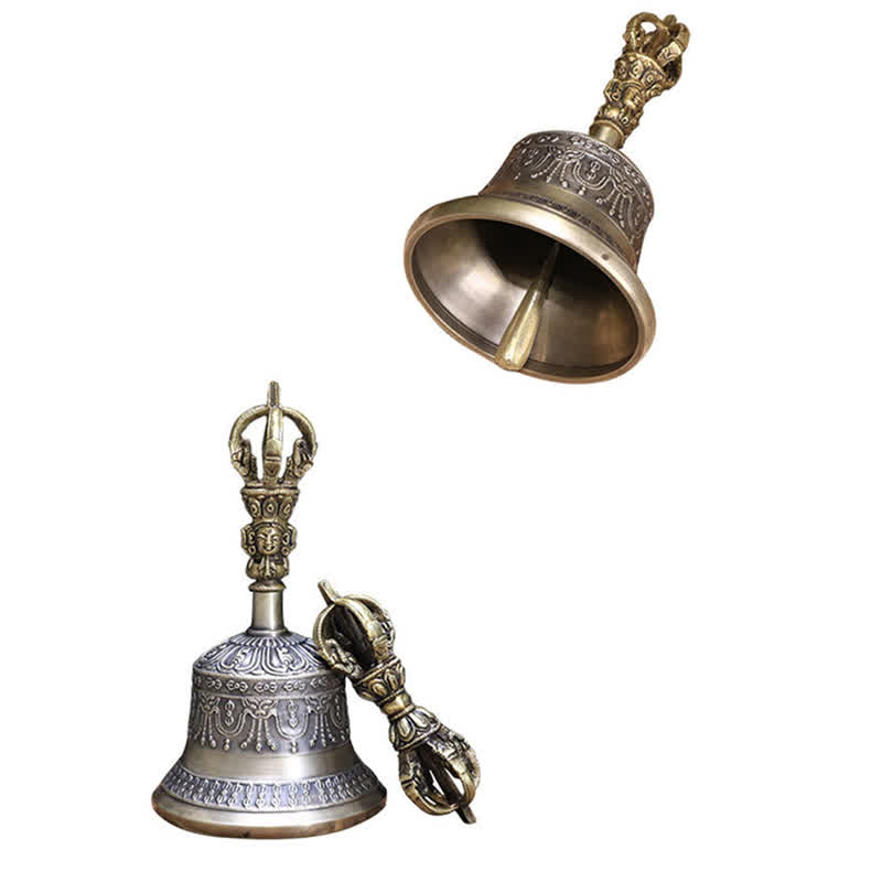 Ensemble de décoration d'illumination en cuivre avec cloche de méditation tibétaine et Vajra Dorje Buddha Stones - image 12