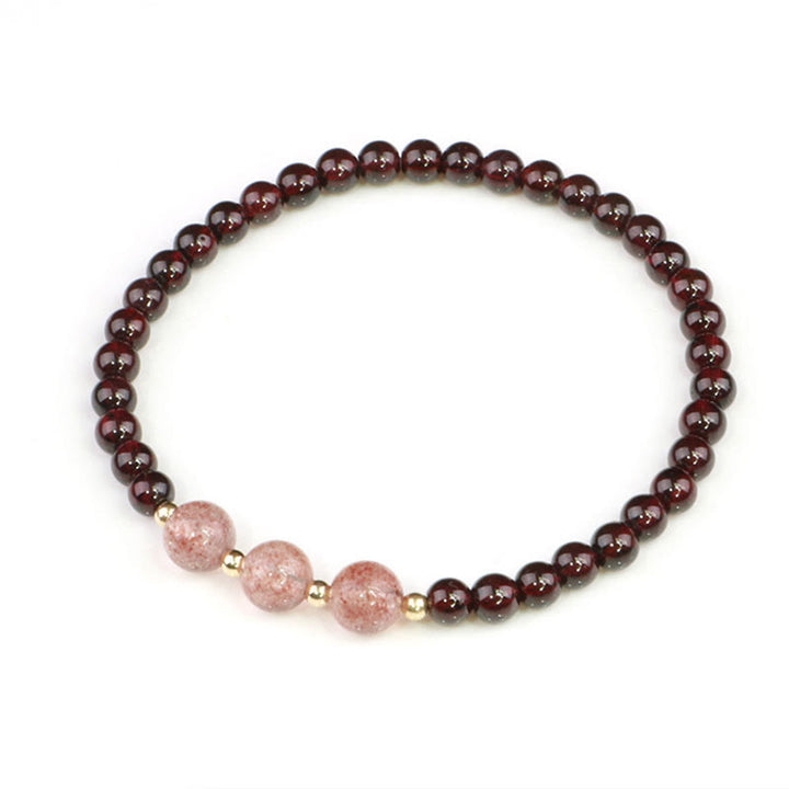 Bracelet calme en quartz fraise et grenat naturel de Buddha Stones - image 9