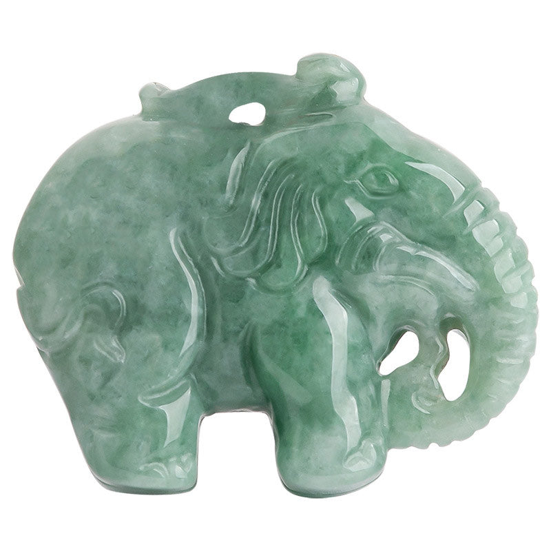 Collier avec pendentif porte-bonheur en jade éléphant