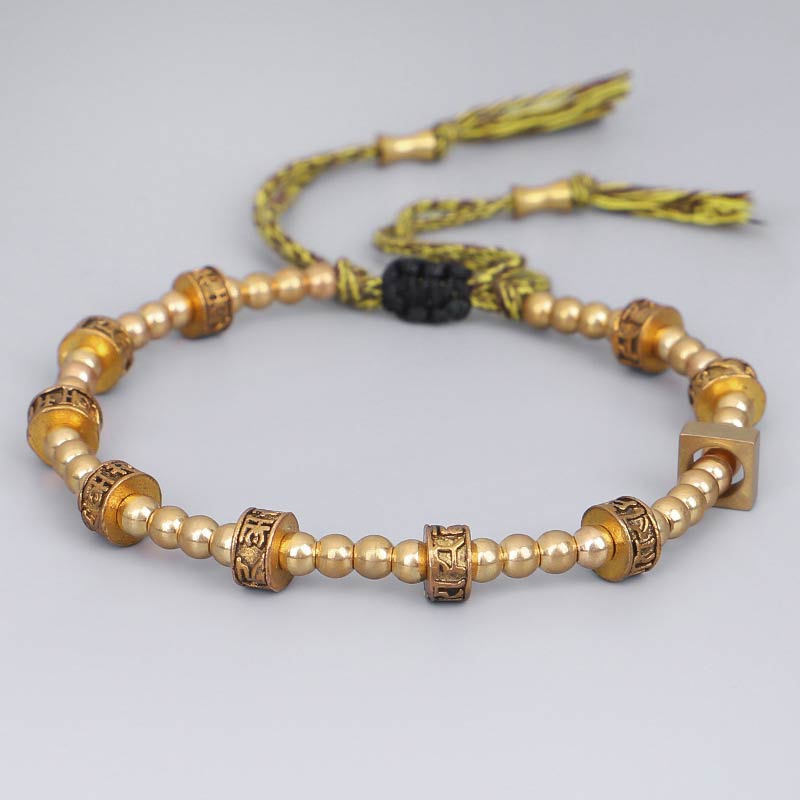 Bracelet de richesse tibétain avec six mots vrais et malédictions de Buddha Stones