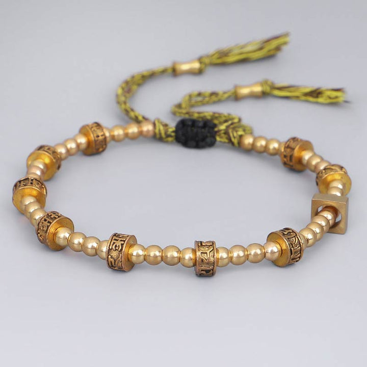 Bracelet de richesse tibétain avec six mots vrais et malédictions de Buddha Stones