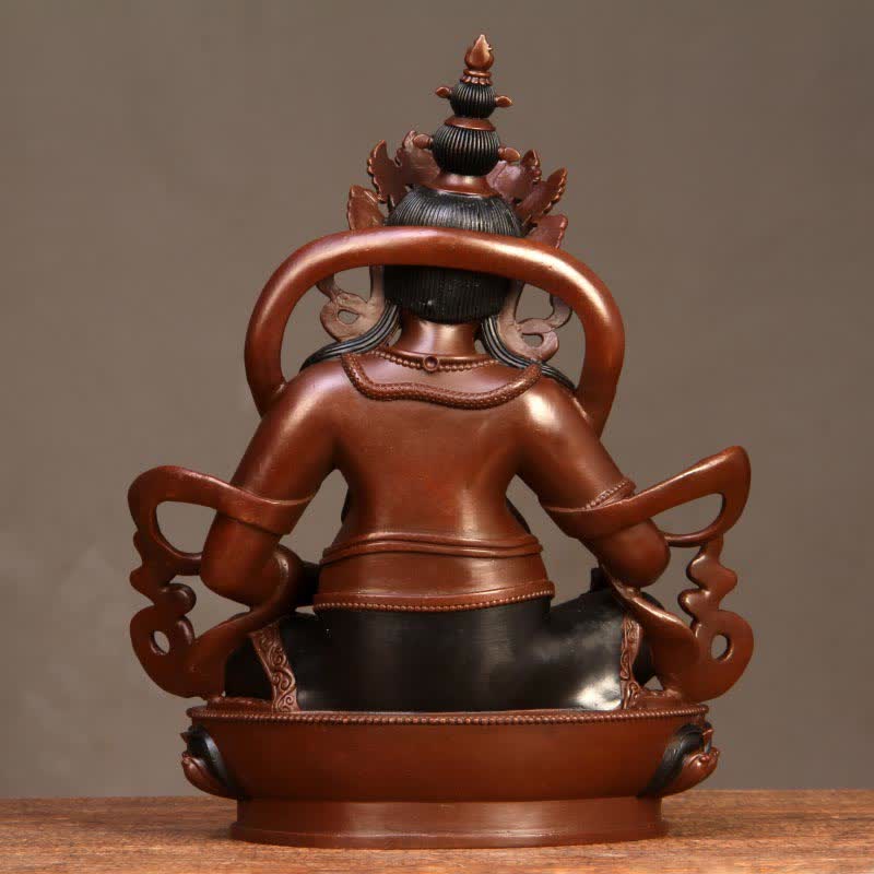 Figurine Bodhisattva Jambhala jaune Statue de compassion en cuivre Décoration de bureau à domicile