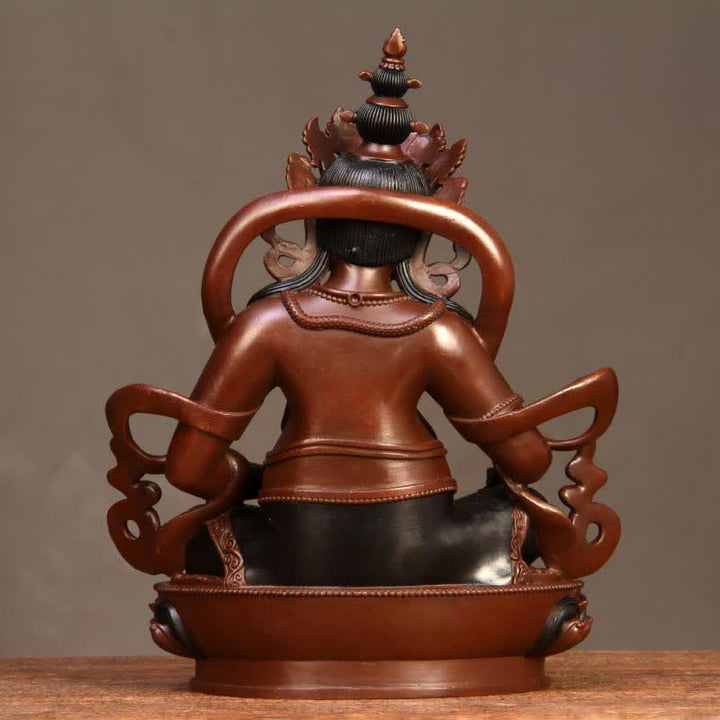 Figurine Bodhisattva Jambhala jaune Statue de compassion en cuivre Décoration de bureau à domicile
