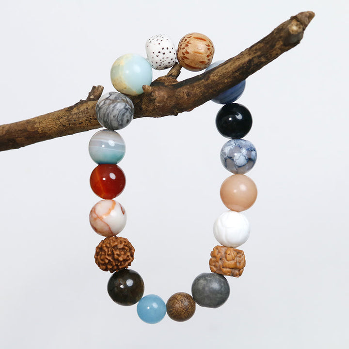 Bracelet en pierre de cristal de graine de Bodhi naturelle en agate de Buddha Stones pour éloigner les mauvais esprits