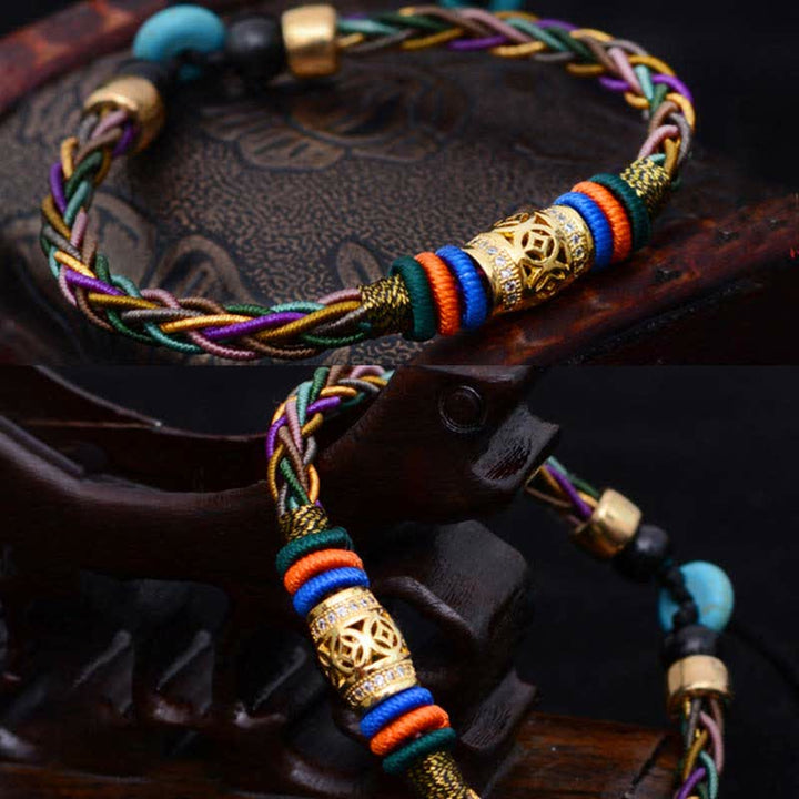 Buddha Stones en fil tissé fait main avec huit fils et pièces de cuivre