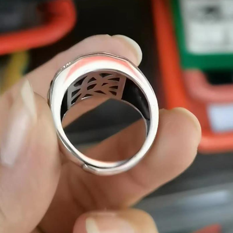 Bague ajustable en argent sterling 925 Buddha Stones et motif sanskrit sculpté - image 20