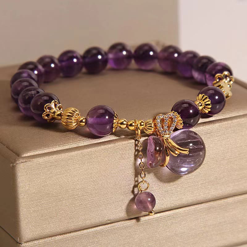 Bracelet porte-monnaie en cristal d'améthyste naturelle Buddha Stones
