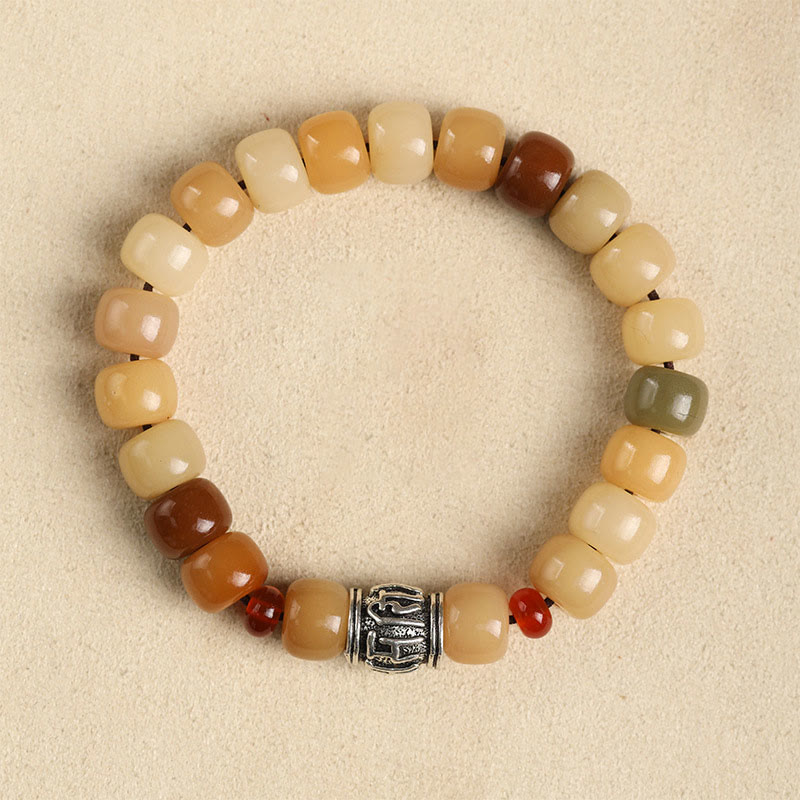 Buddha Stones Graine de Bodhi Naturelle Le Seigneur de la Forêt des Cadavres Bracelet de Sagesse Om Mani Padme Hum