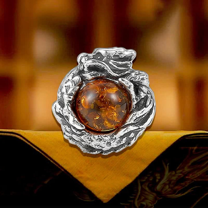Buddha Stones et ambre naturel, protection du succès du dragon