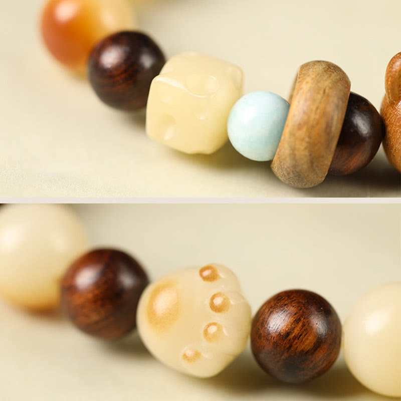 Bracelet porte-bonheur en bois de santal avec graines de Bodhi naturelles et Buddha Stones, tête de chat mignon et porte-bonheur, griffe de paix - image 5