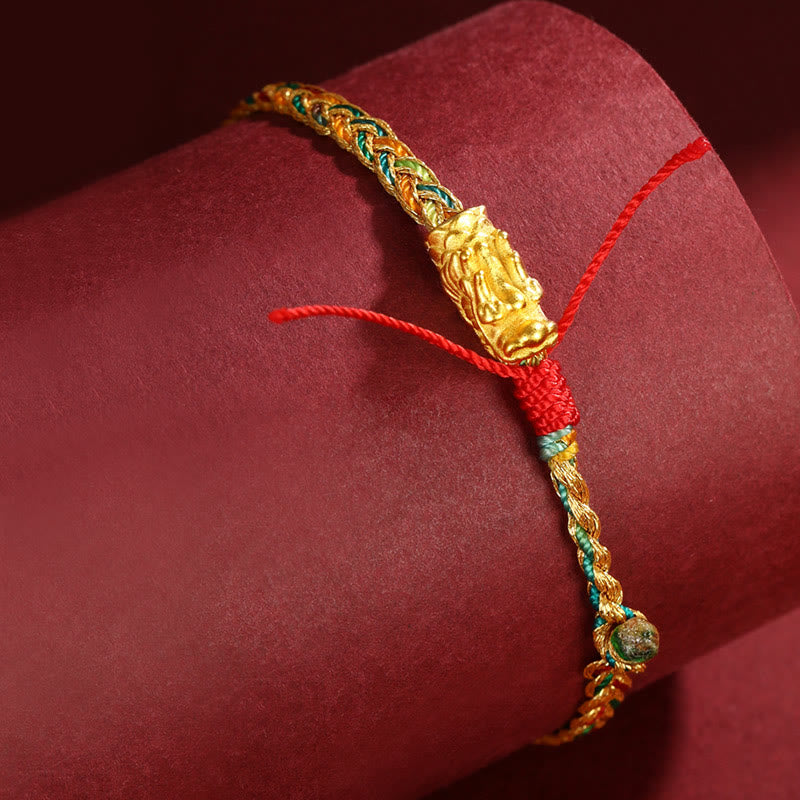 Bracelet tressé sculpté à la main en Buddha Stones Année du Dragon