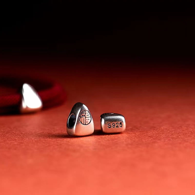 Bracelet tressé fait main en argent sterling 925 avec le personnage Fu et les Buddha Stones - image 6