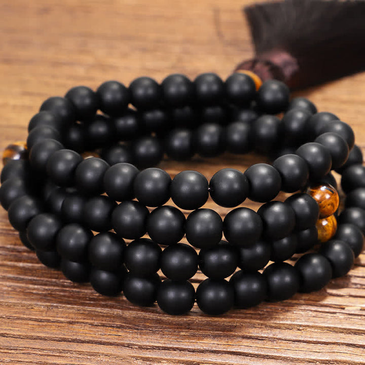Buddha Stones en pierre givrée œil de tigre avec pendentif et équilibre