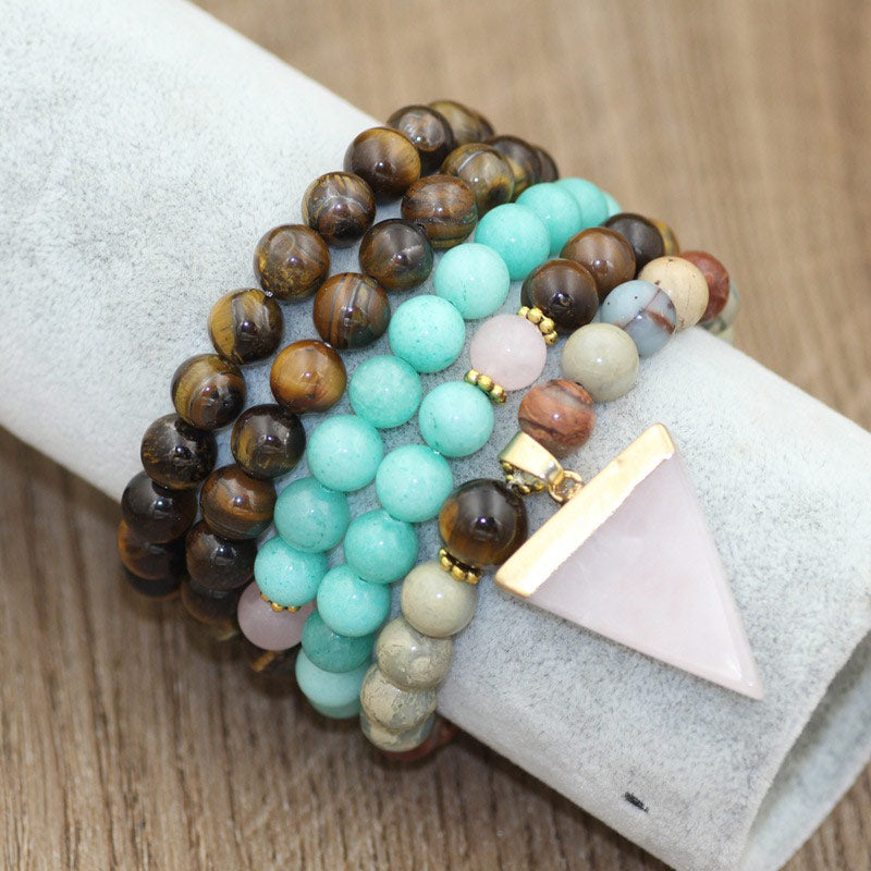 Bracelet Mala de guérison en pierre naturelle œil de tigre avec 108 Buddha Stones