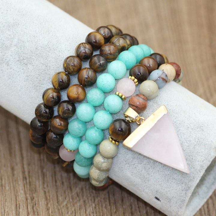 Bracelet Mala de guérison en pierre naturelle œil de tigre avec 108 Buddha Stones