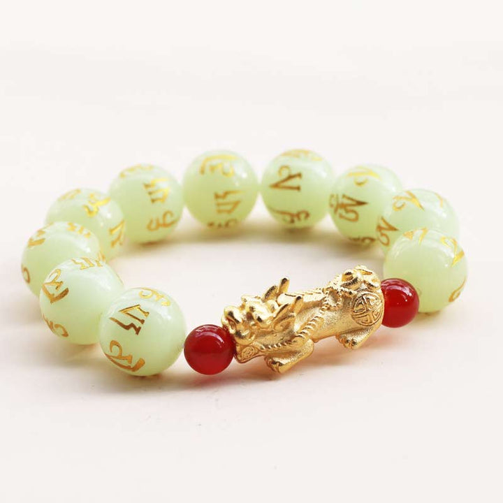 Bracelet Feng Shui Lucky Pixiu Glowstone Wealth Buddha Stones