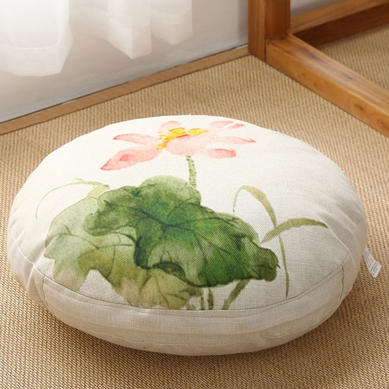 Coussin de siège de méditation en lin à motif simple Buddha Stones et lotus, décoration de salon pour la maison - Détachable - 40cm*10cm - Ivoire - image 31