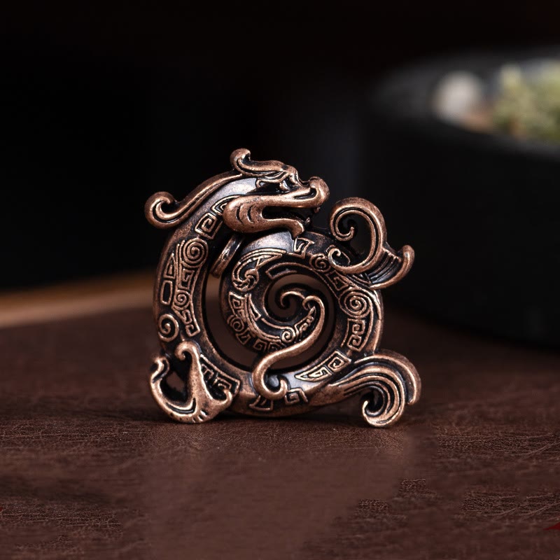 Brûleur d'encens en alliage de zinc à motif de dragon de bon augure en forme de mini Buddha Stones