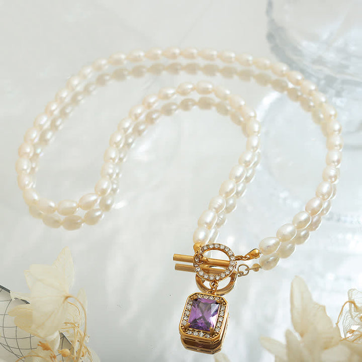 Collier pendentif en perles de zircon et breloque de richesse