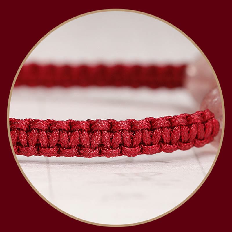 Bracelet de cheville tissé en fil rouge avec cristal de quartz fraise naturel Buddha Stones