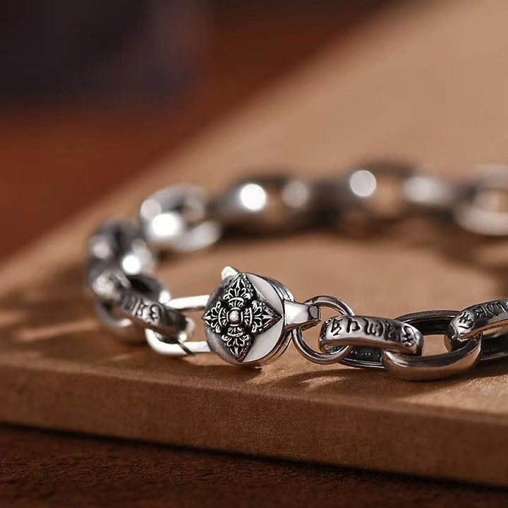Bracelet de sagesse gravé en cuivre double Dorje Buddha Stones Om Mani Padme Hum