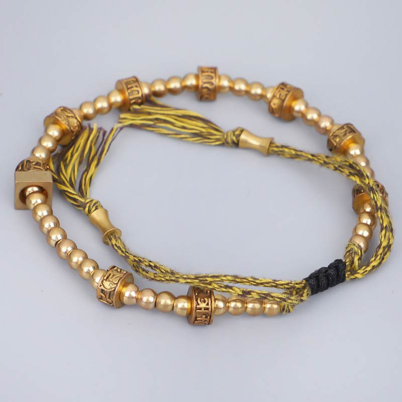 Bracelet de richesse tibétain avec six mots vrais et malédictions de Buddha Stones